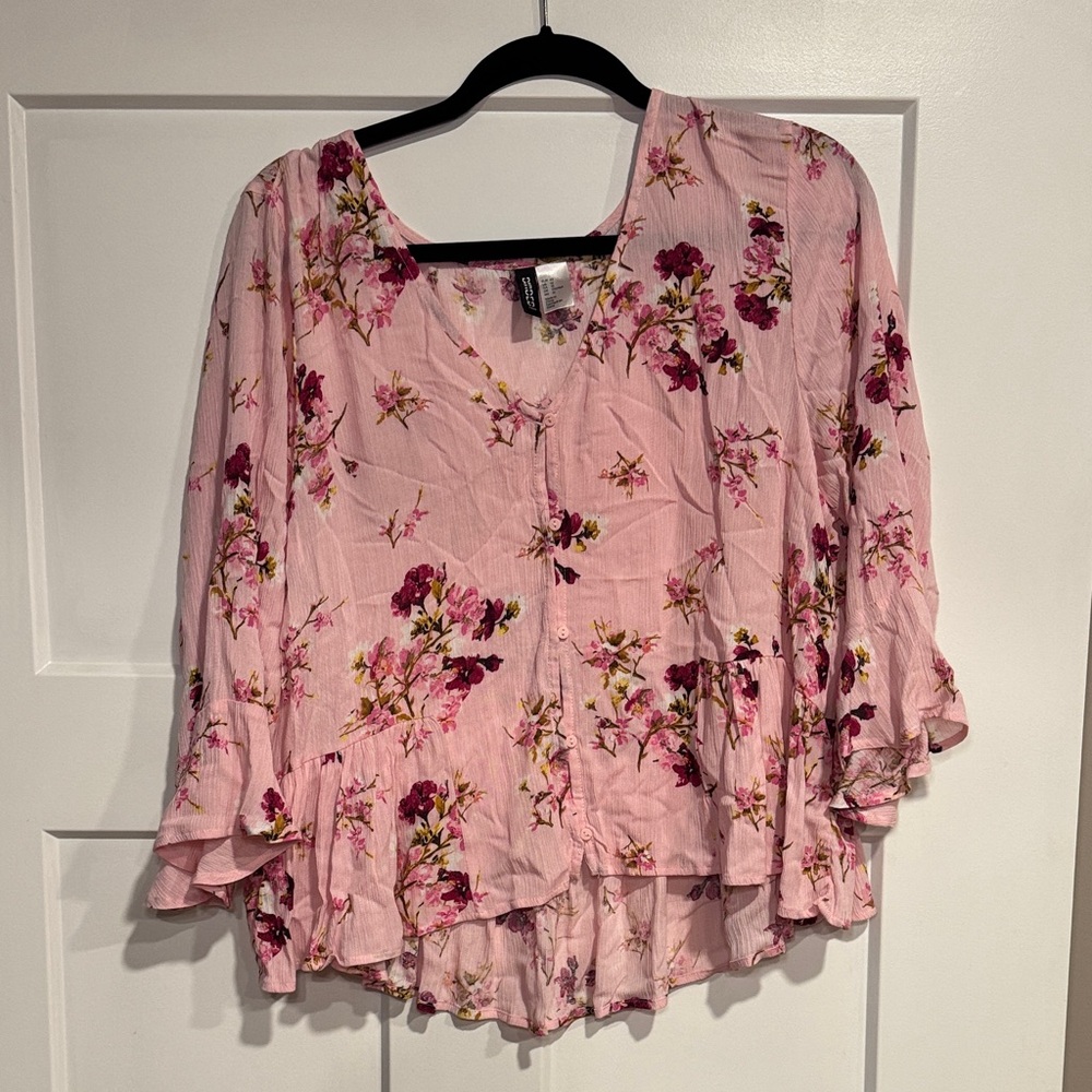 Divided Pink Floral Blouse H&M